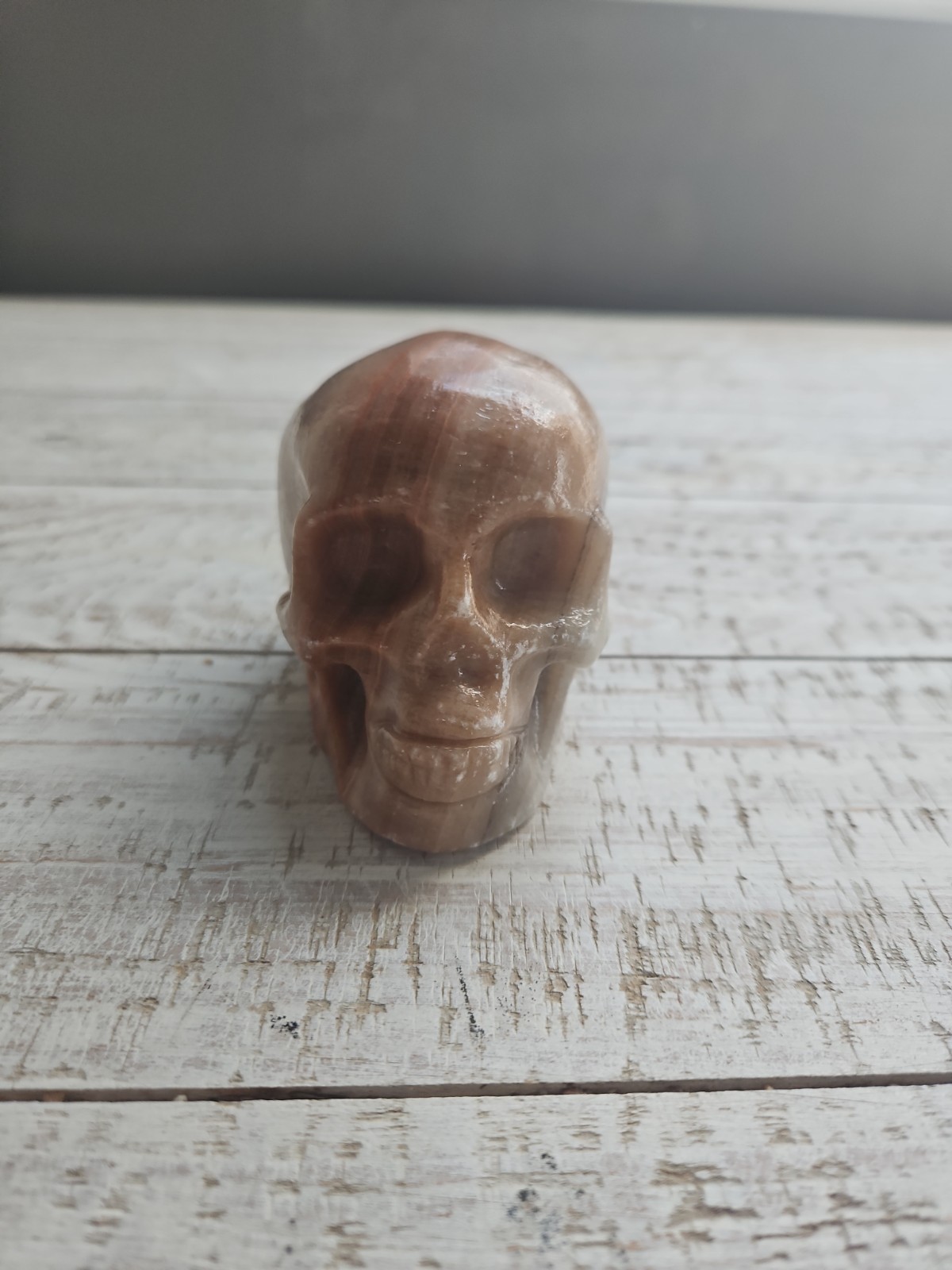 Large Natural Quartz Crystal Jasper Skull Carving . Approx 4in X 3in