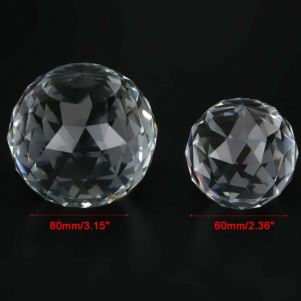 60/80mm Cut Crystal Sphere Prisms Glass Ball Faceted Gazing Suncatcher Crafts IS