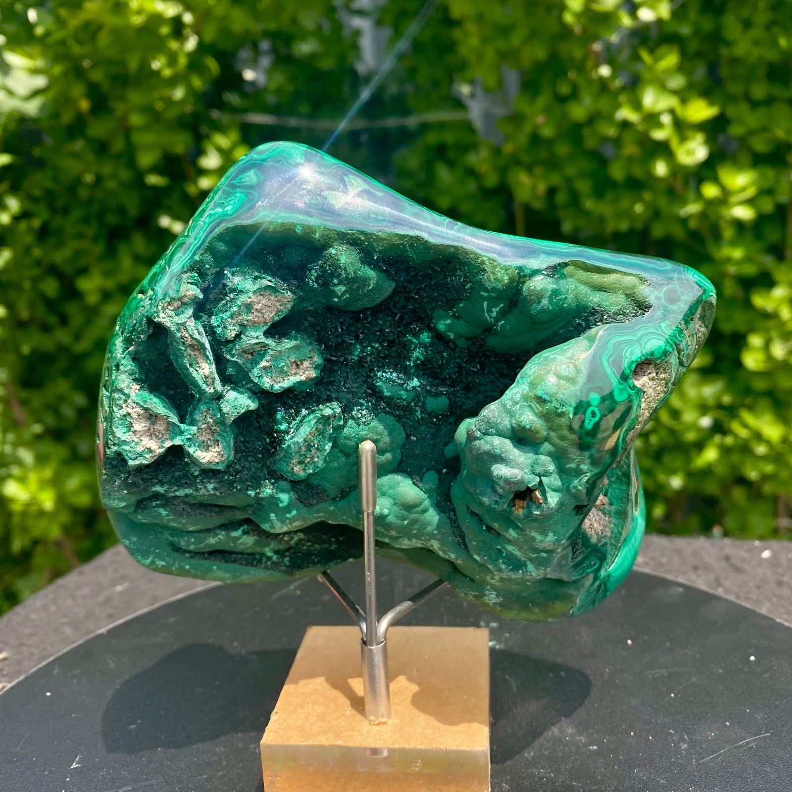 2.09LB Natural glossy Malachite transparent cluster rough mineral sample