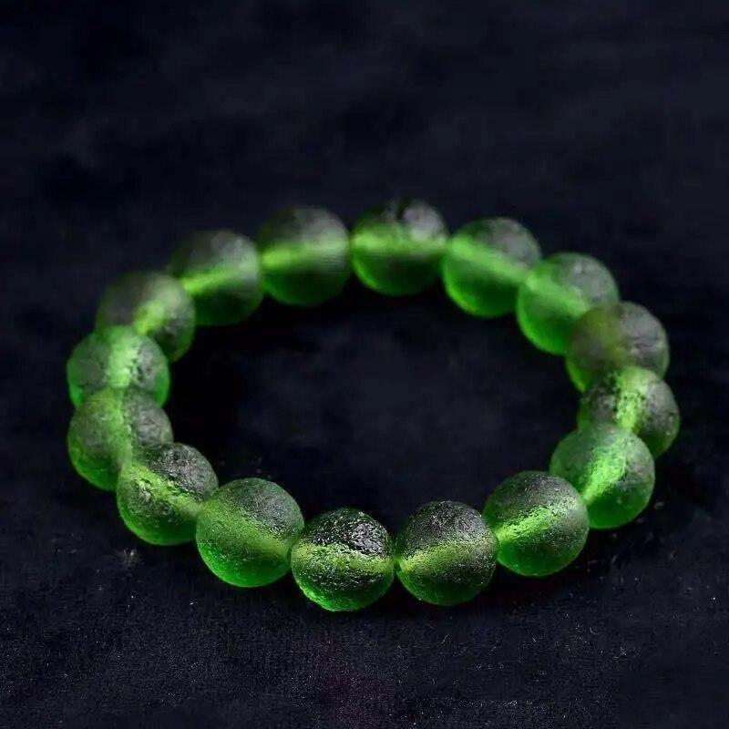 Green Moldavite Czech Meteorite Bracelet Rough 8Mm Energy Stone Jewelry Gift
