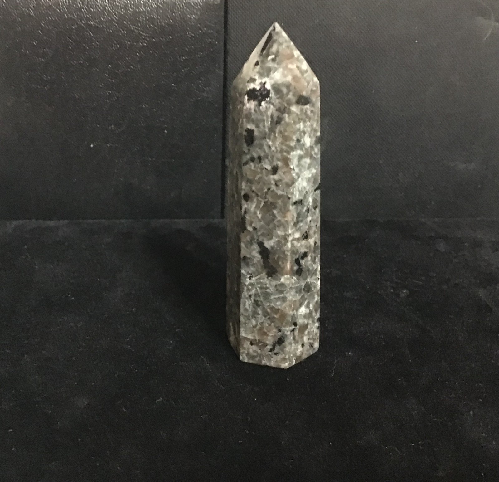 Polished Yooperlite/Syenite Tower Six Sides Flat Bottom Pointed Top