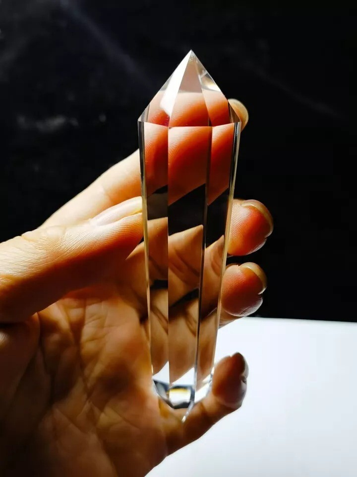 Tibetan High Altitude 99% Clear 8 Sided Crystal Quartz Vogel Style Wand 4.05”