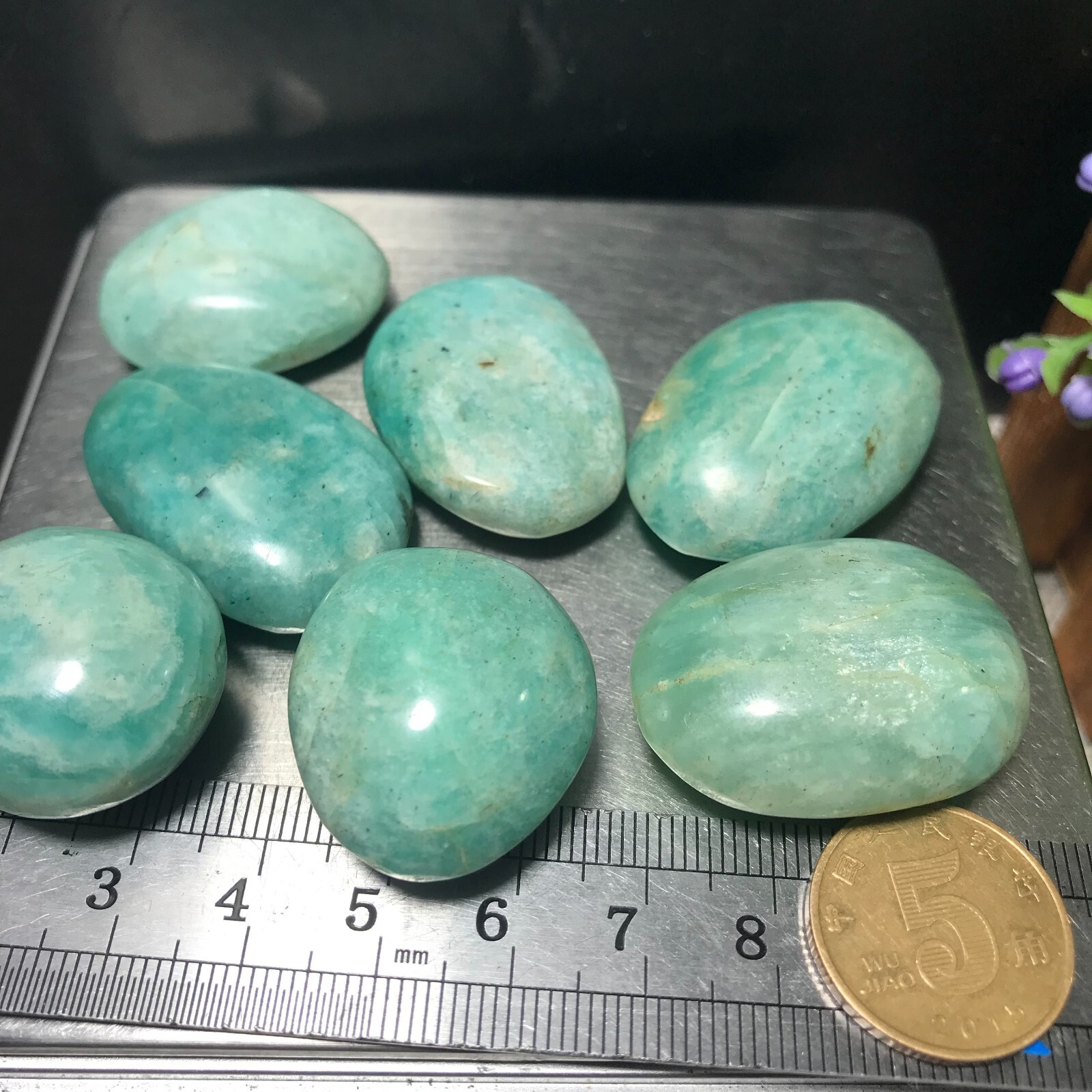 7Pcs 106g Amazonite Untreated Cabochon Loose Gemstones Wholesale 21