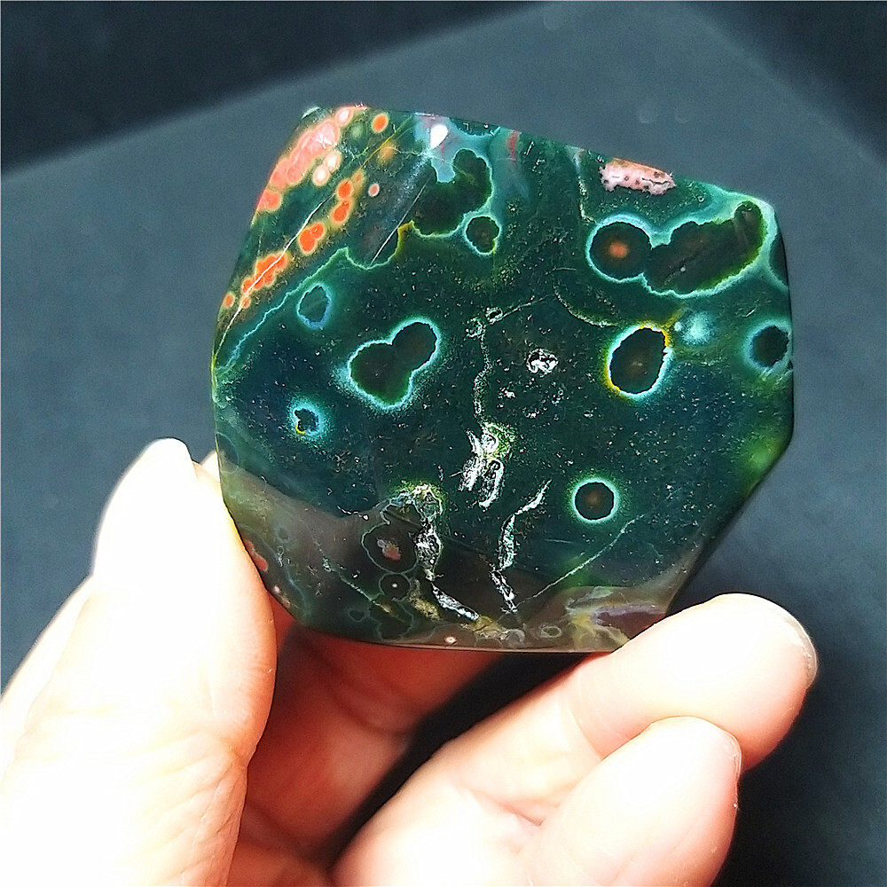 TOP 72G Natural Polished Orbicular Ocean Jasper 8th Vein Reiki Healing B741