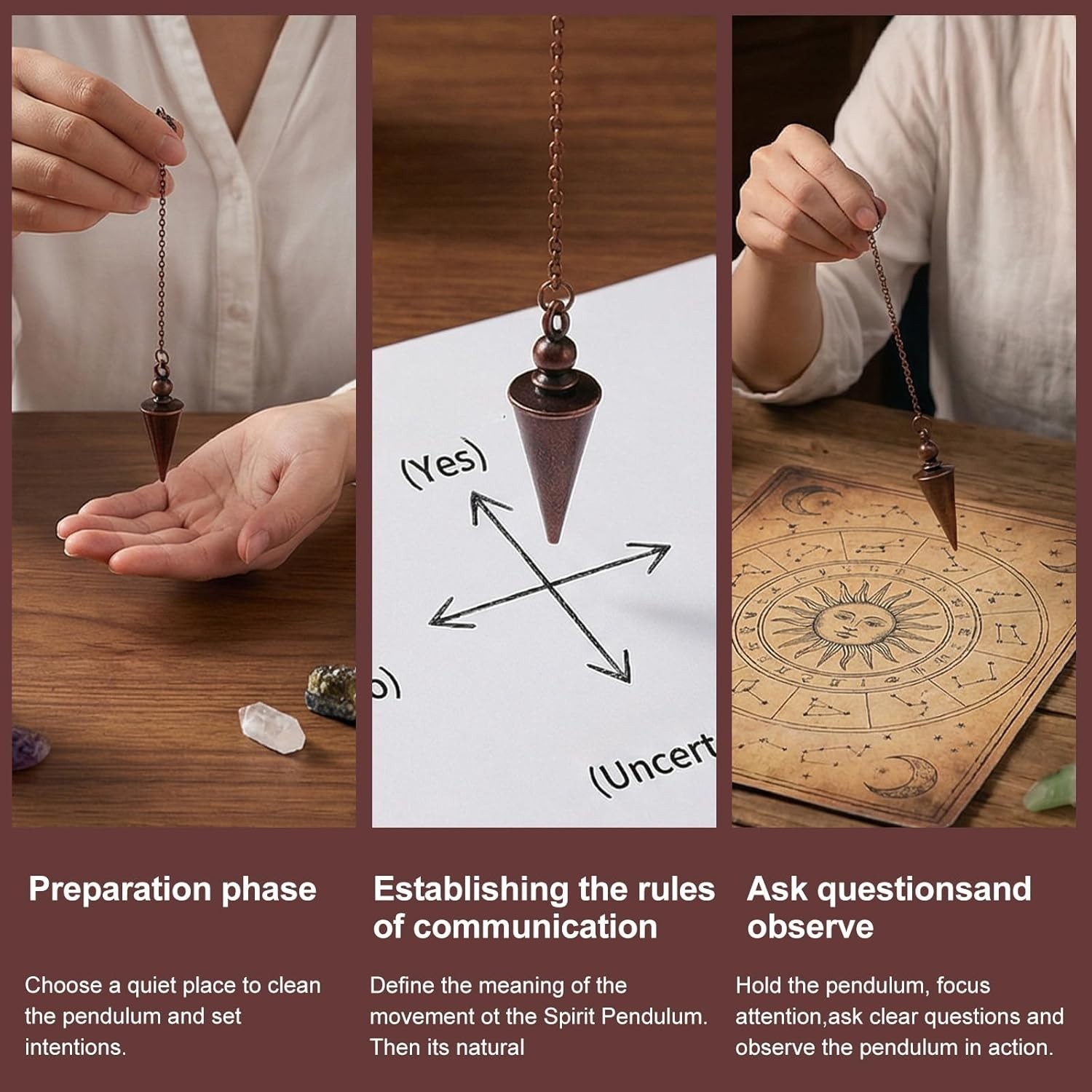 Bronze Metal Copper Spiritual Point Pendulum for Divination Healing