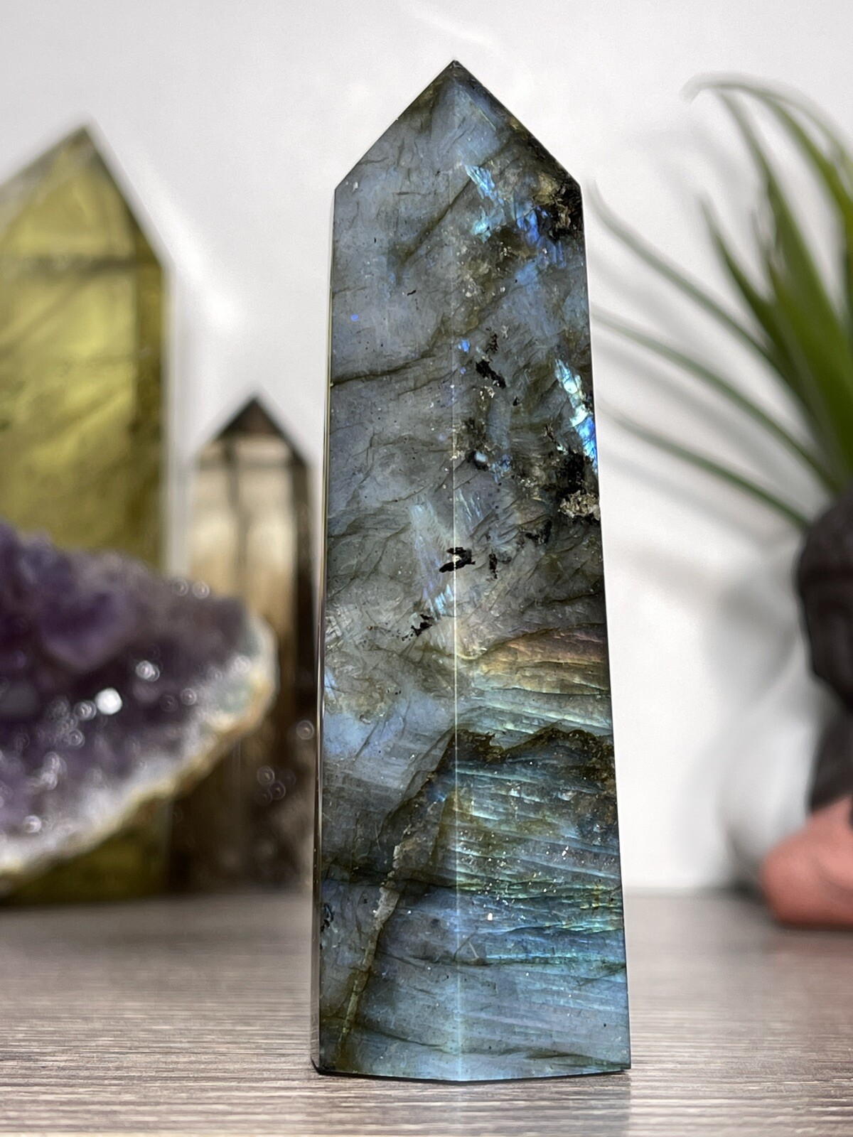 LABRADORITE TOWER – Blue Feldspar Mineral Point Reiki Chakra Wiccan Magick Decor