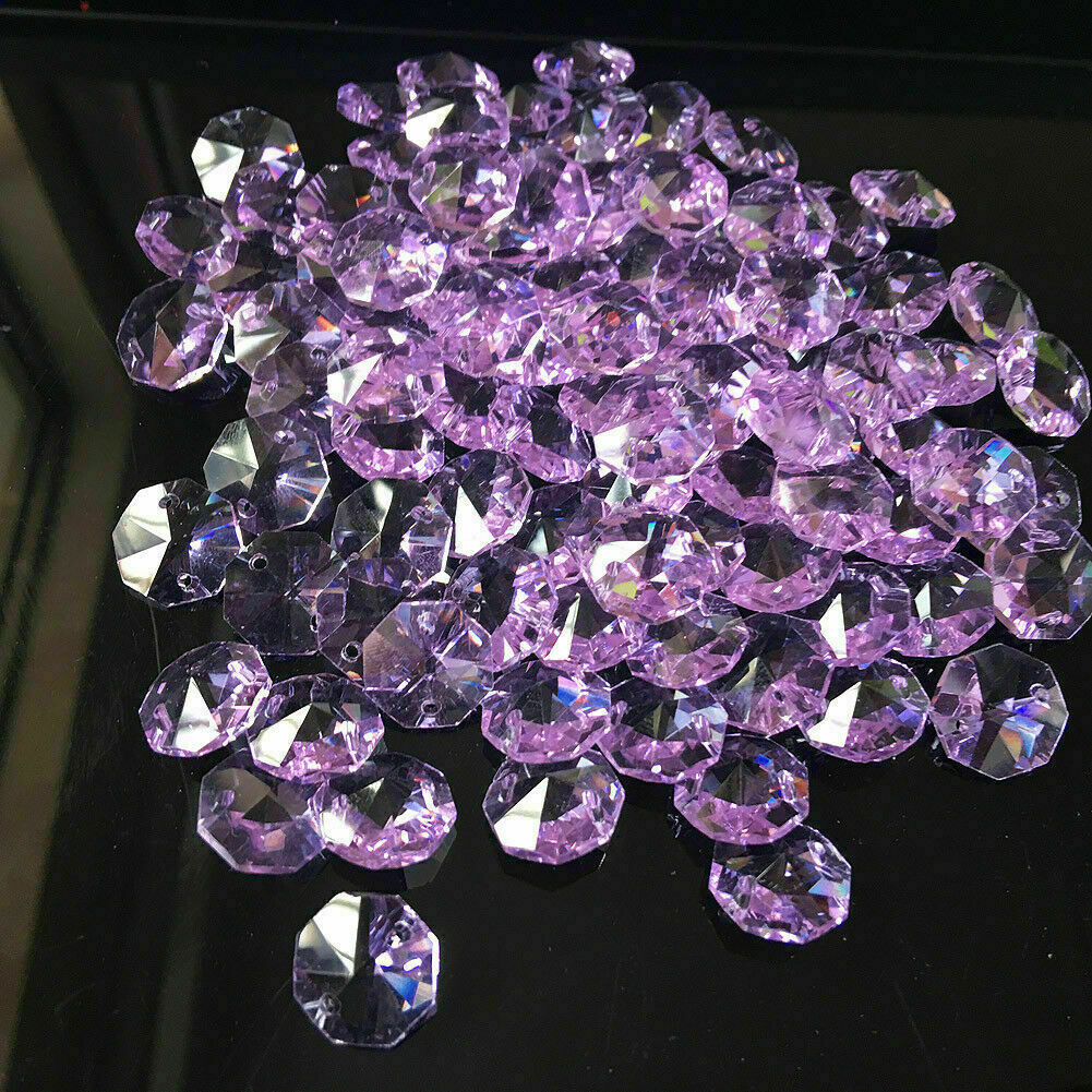 100PC Colorful Octagonal Beads Crystal Fengshui Faceted Prism Chandelier Pendant