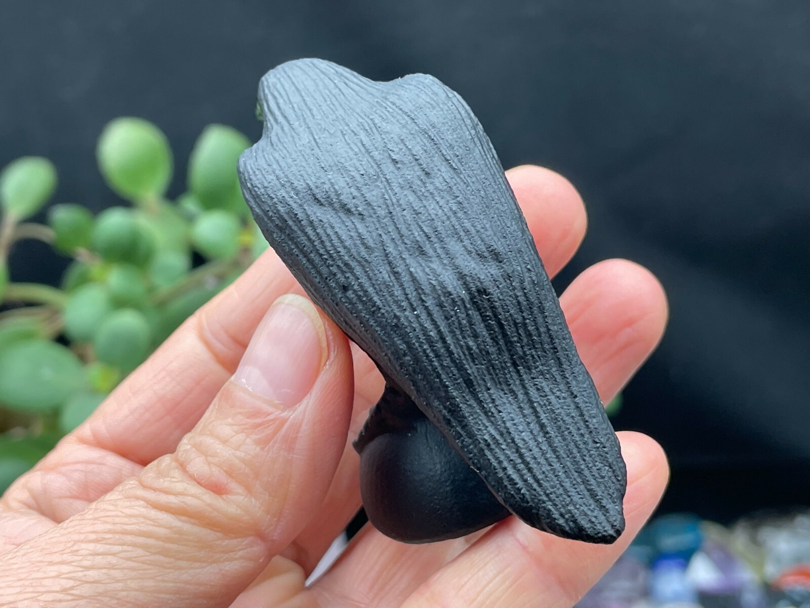 Natural Obsidian Crystal Crow Hand Carved Housewarming Gift D110353