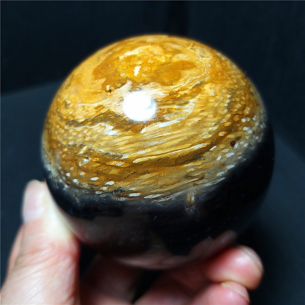 RARE 402.5G Natural Golden Hair Rutilated Quartz Crystal Sphere Healing C786
