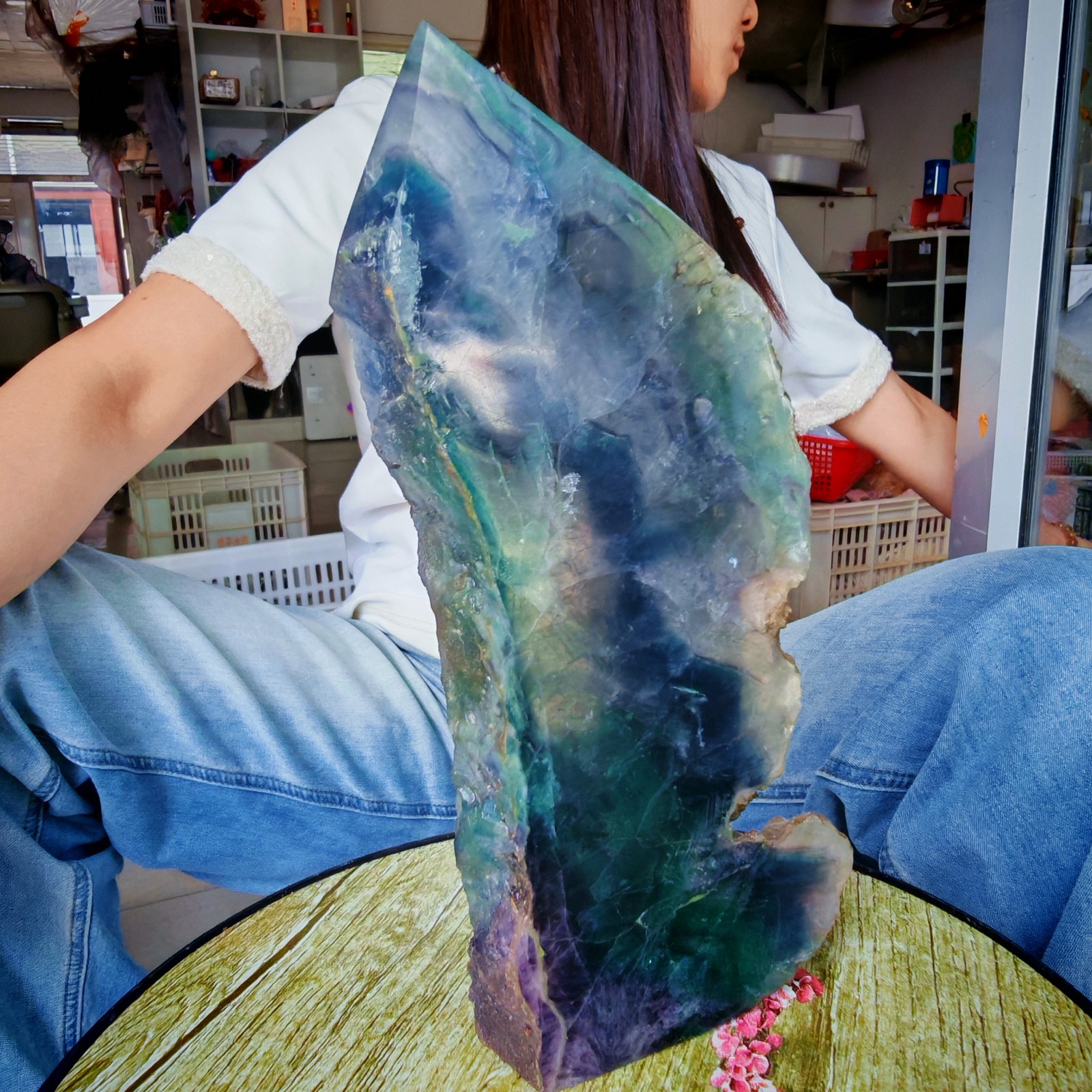 3.85LB Restoration of Natural Colored Fluorite Crystal Specimens 1750g