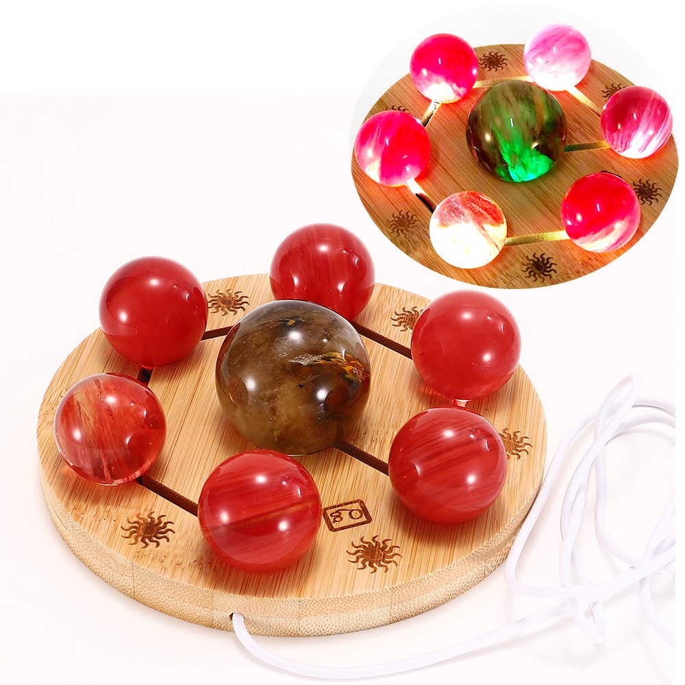7PCS 40mm Ball Quartz Crystal Sphere Reiki healing USB Colourful Light Display