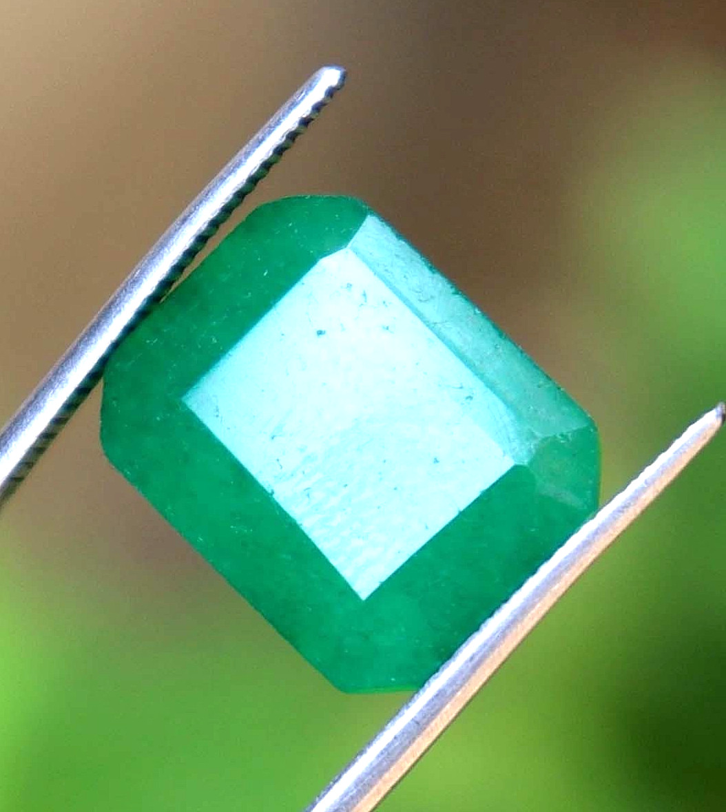 10-11 Ct Natural Emerald Cut Colombian Green Emerald Certified Loose Gemstone