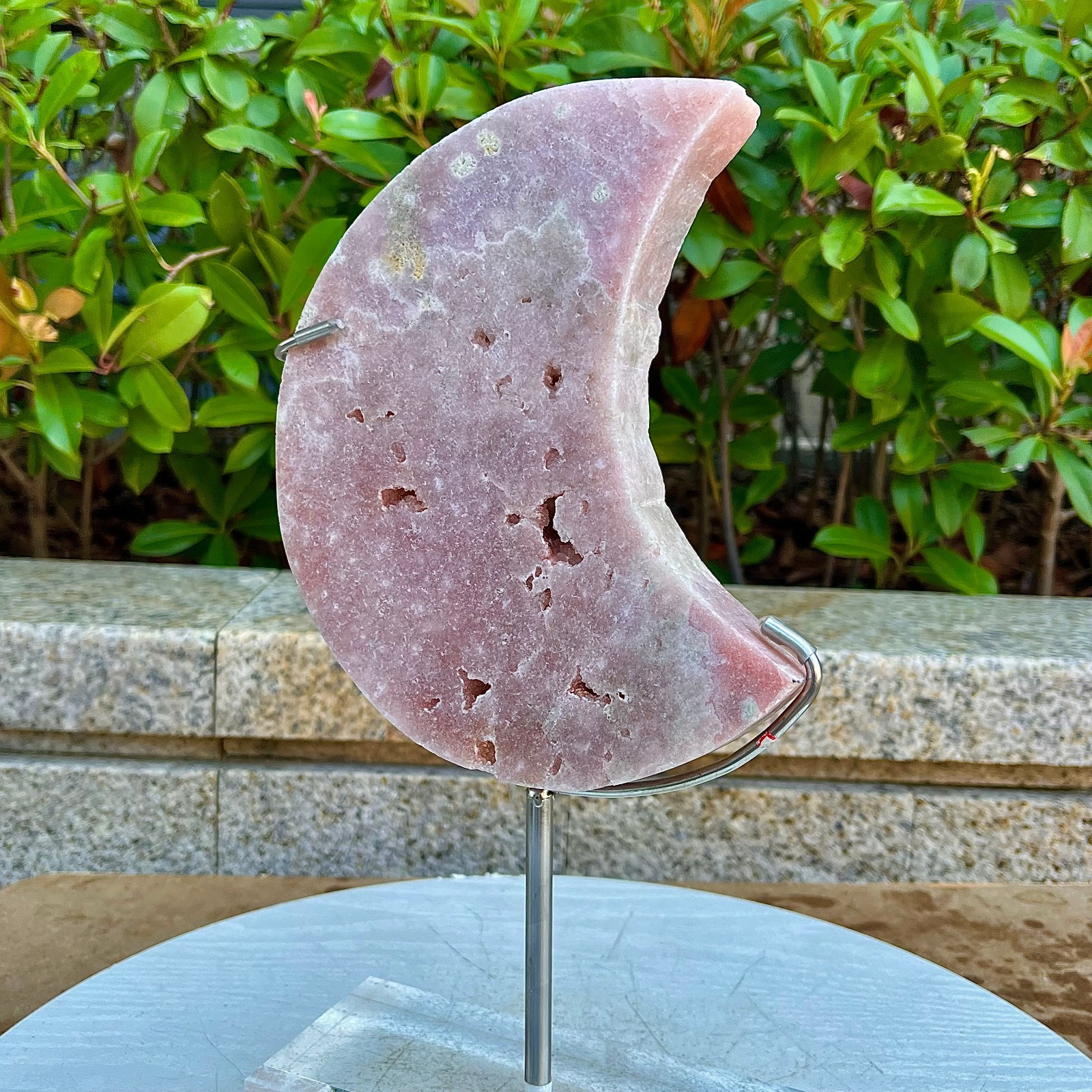 4.23LB Natural Rose Quartz Moon – Pink Purple Crystal Love Stone Healing