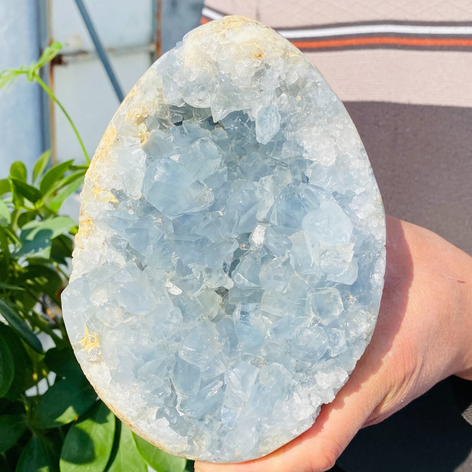 4.63LB Natural Beautiful Blue Celestite Crystal Geode Cave Mineral Specimen