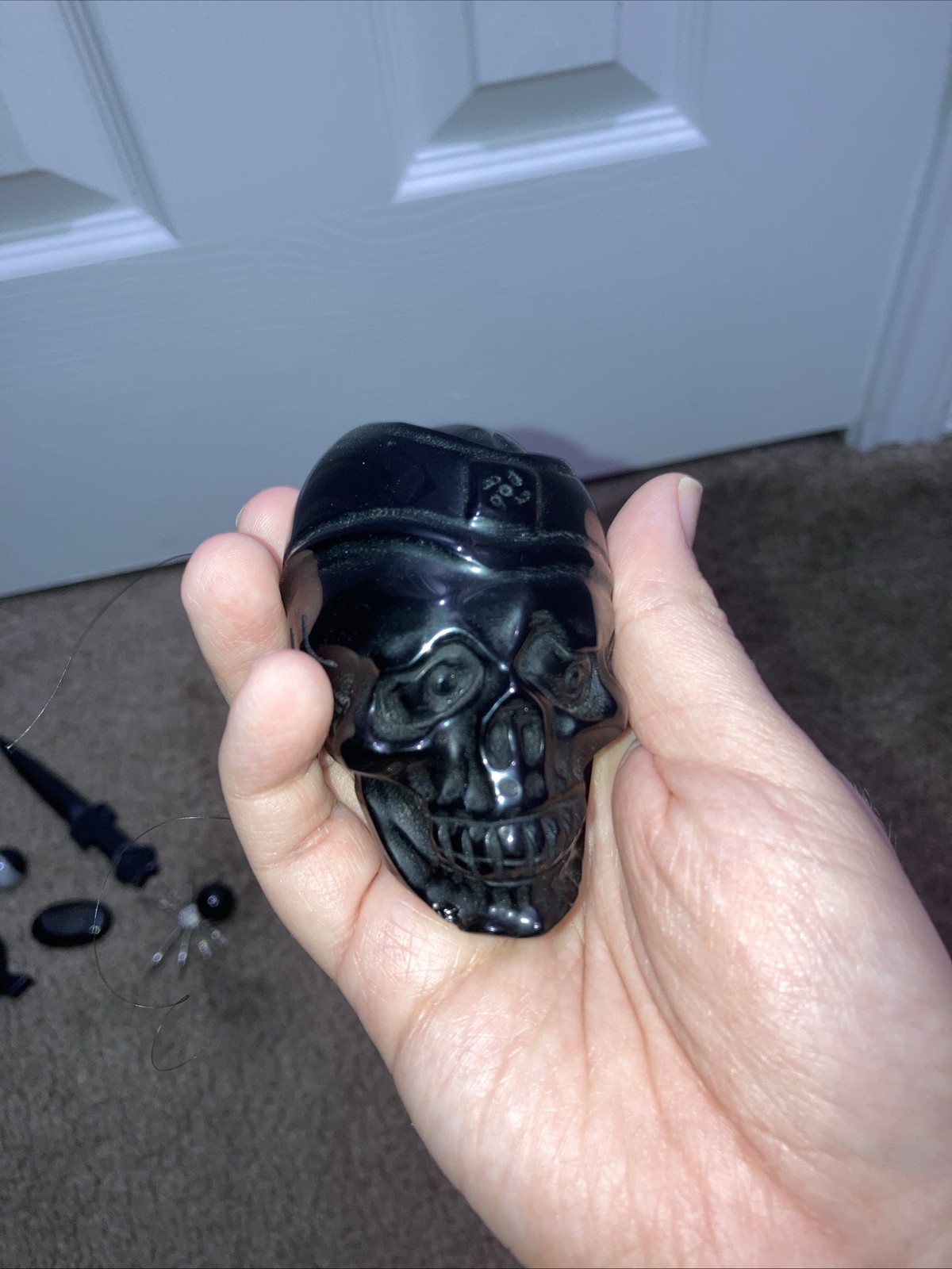 Crystal Carving Lot. Silver Obsidian Black Obsidian Green Obsidian. Goth Spooky.