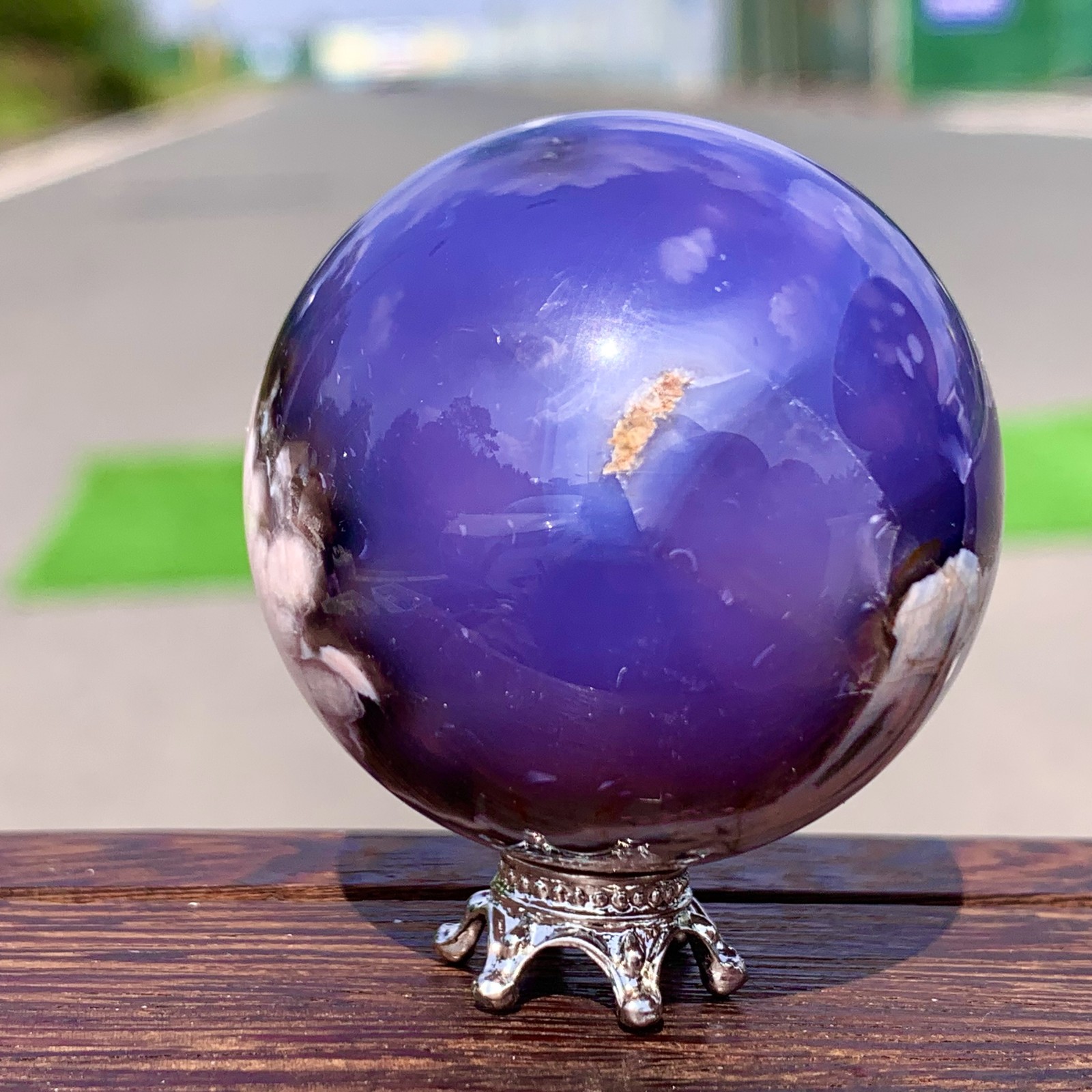 105G Natural Sakura Agate Quartz Sphere healing ball Specimen