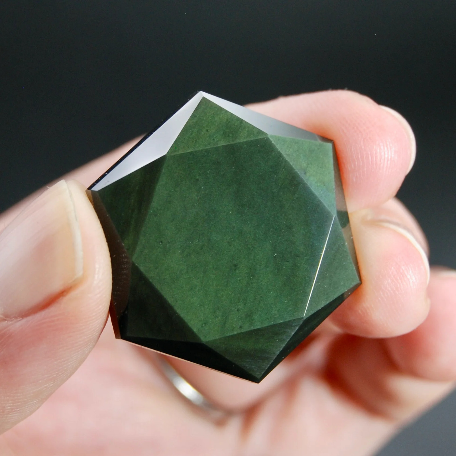 ONE 1.25in Rainbow Obsidian Crystal Star of David Sacred Geometry