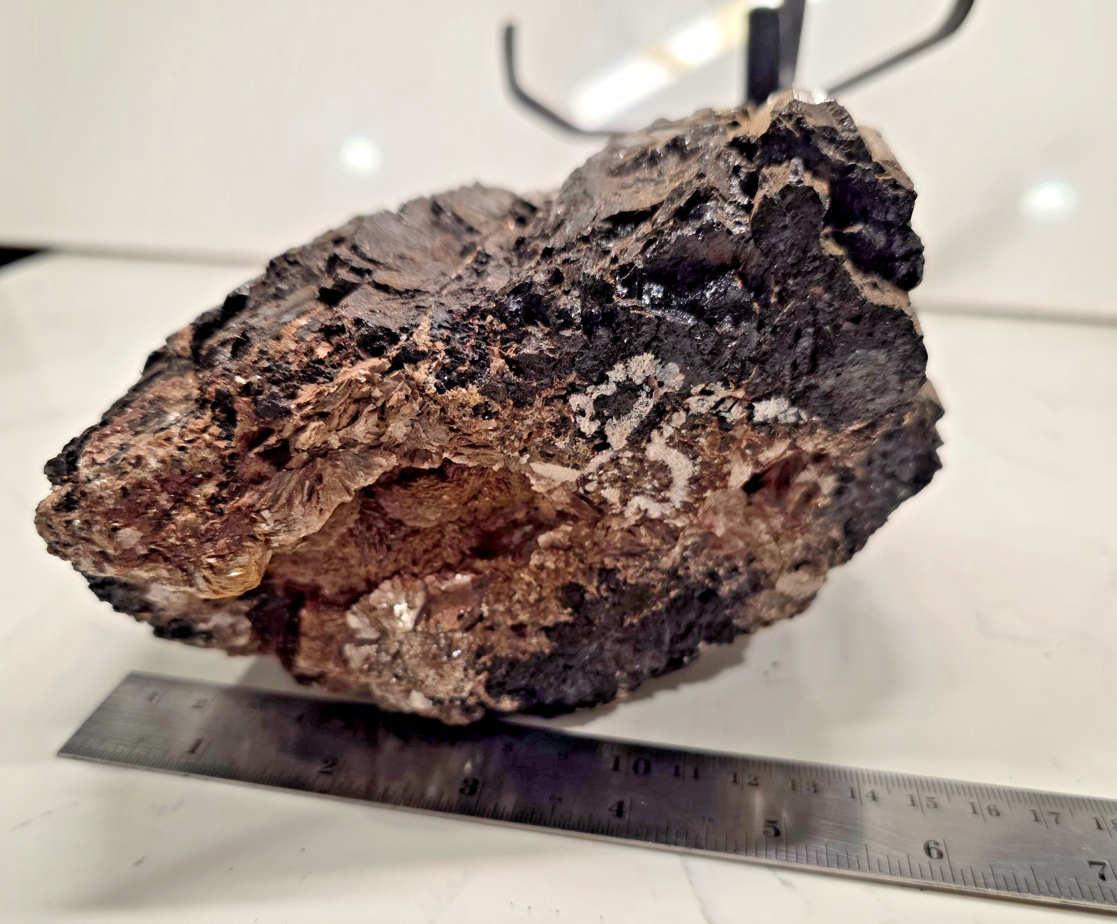 7LB 7″ Natural Black Tourmaline Cluster Mineral Specimen Healing WITH STAND