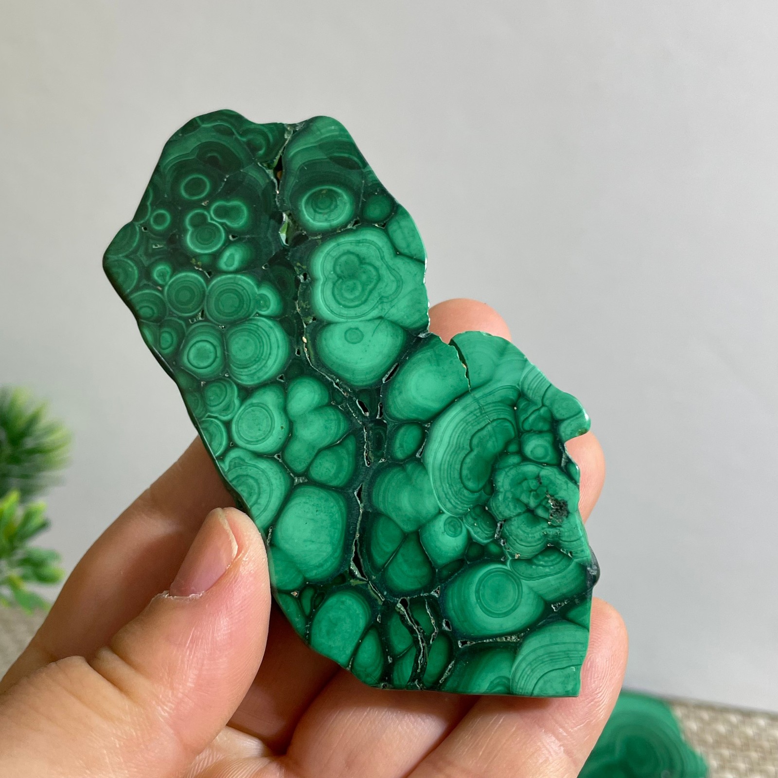 50g Genuine Malachite Crystal Slice Slab, Home Decor, Quartz Crystal Polished