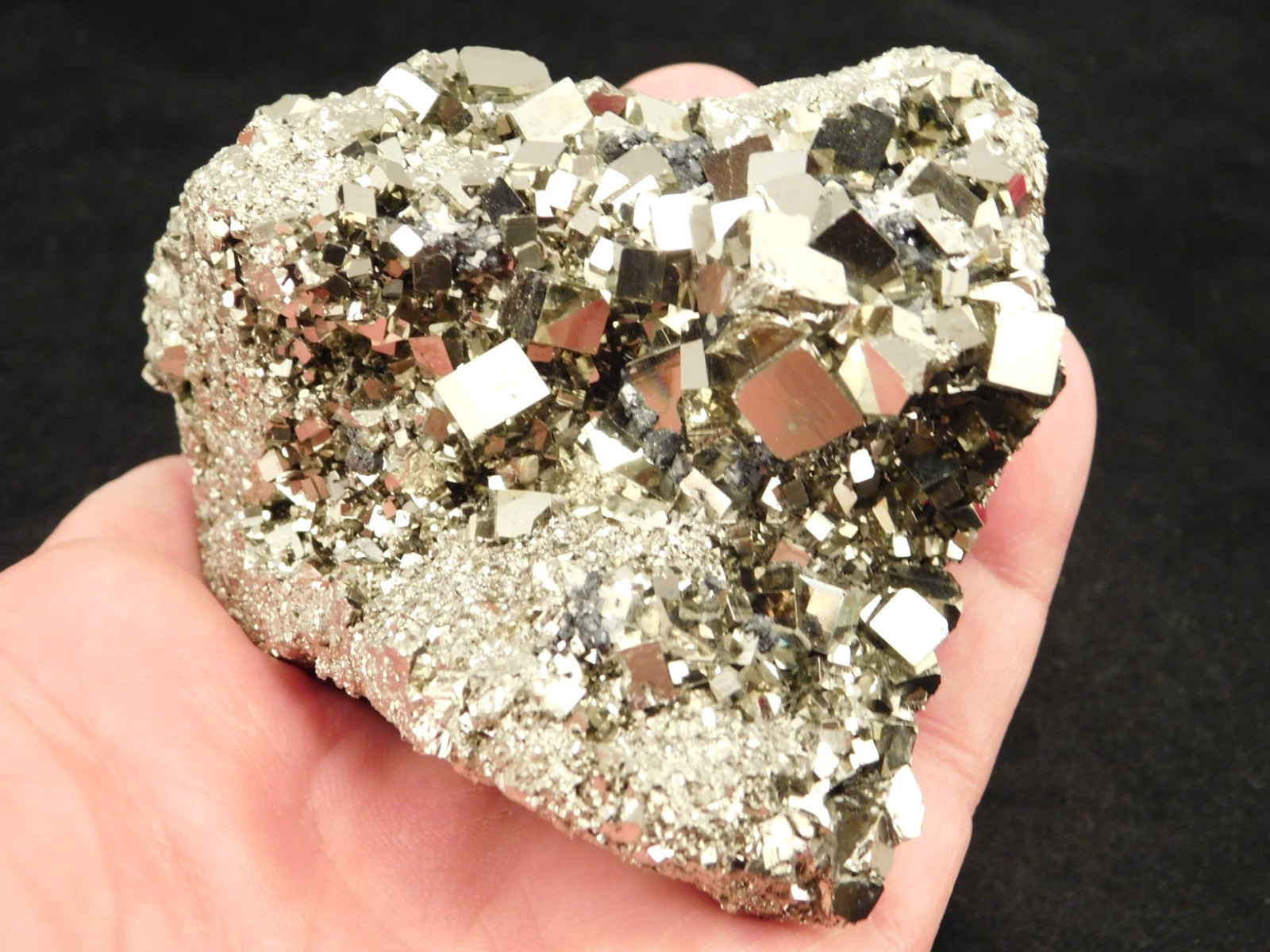 wOw! LARGER! Nice and 100% Natural Pyrite CUBE Cluster Peru 529gr