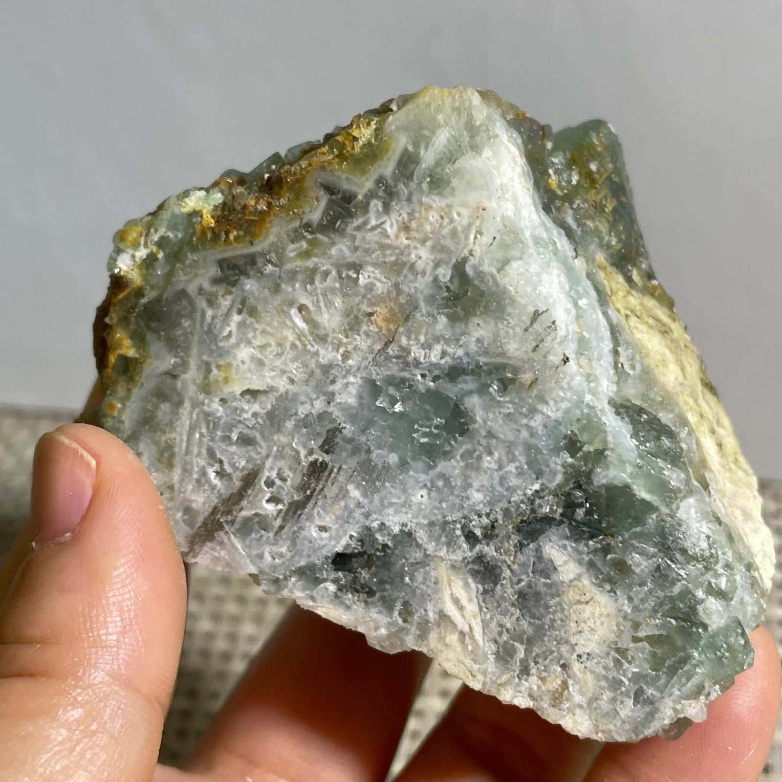 206g NATURAL Green FLUORITE Quartz Crystal Cluster Mineral Specimen