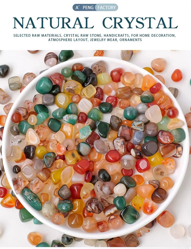 500g Natural Agate Chips 8–12mm Polished Gemstone Crystals for Decor & Craft