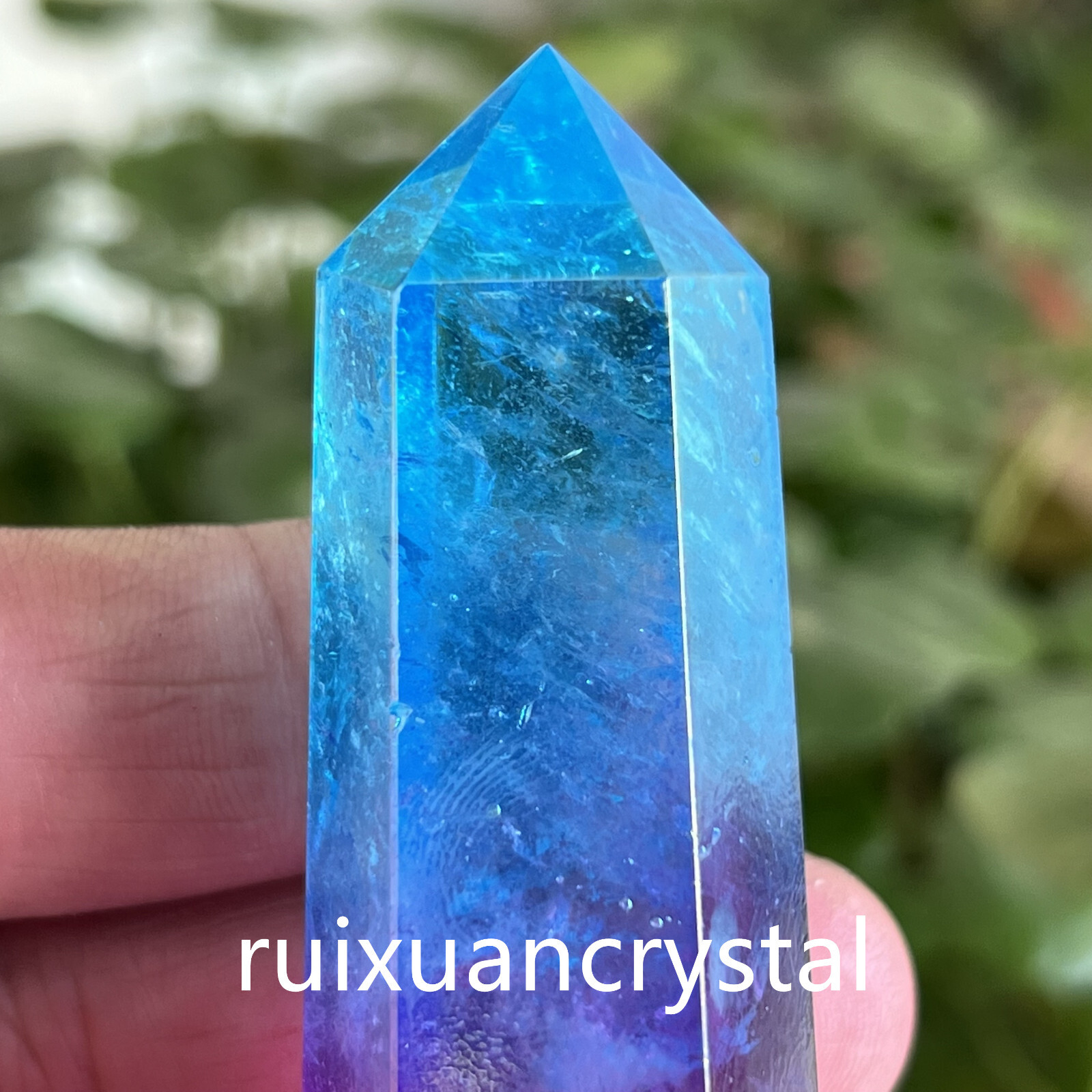 1pc Natural Titanium Rainbow Quartz Obelisk Wand Crystal Tower Point Healing