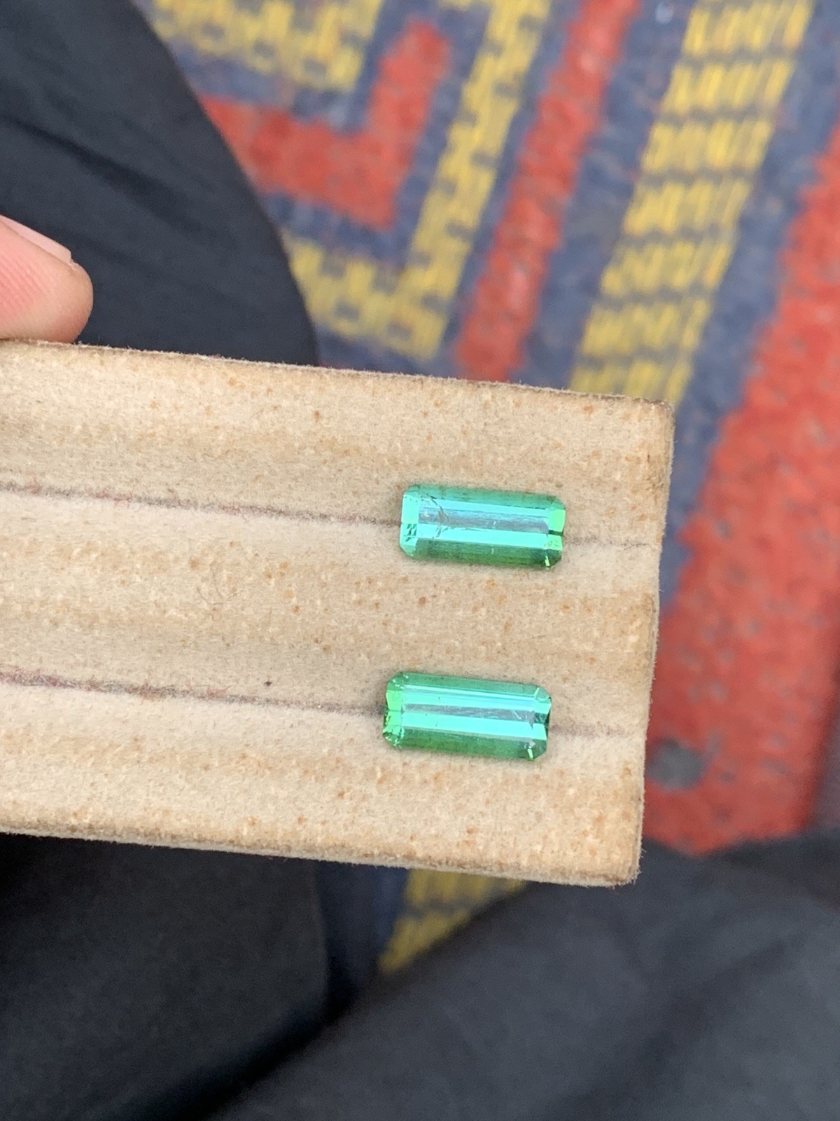 3.80ct natural neon green rectangular cut faceted tourmaline pair from afg 11mm