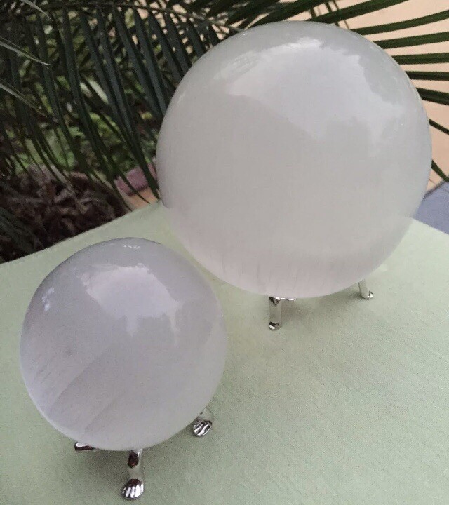 XL Selenite Sphere Crystal Ball 4.5 ” – 5“ Gemstone Sphere Specimen Reiki Energy