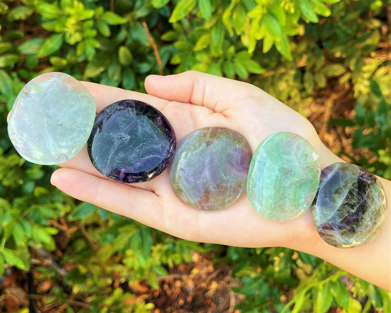 Fluorite Palm Stone MEDIUM (Smooth Polished Fluorite Gemstone Worry Stone)