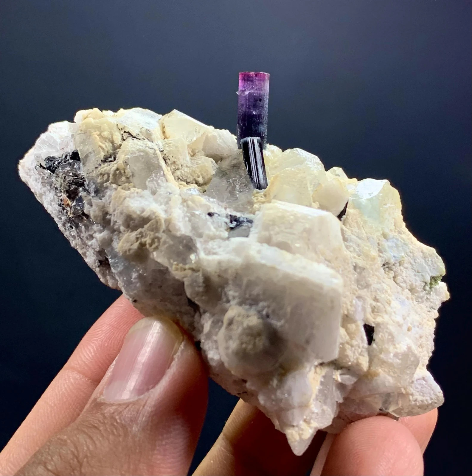 192 GM Multi Color Tourmaline With Quartz & Topaz From Chamachu Mine Shengus Rhu