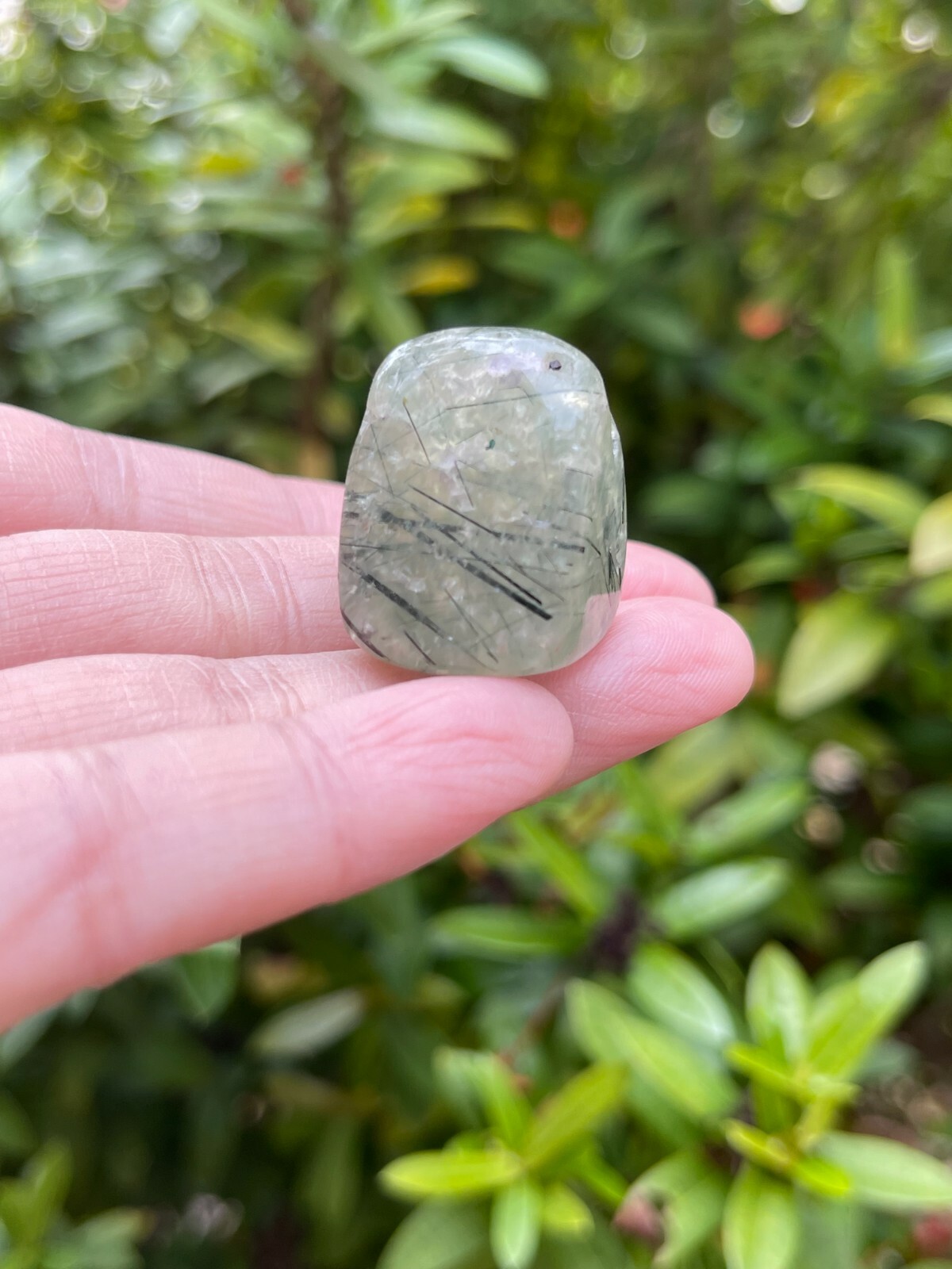 Prehnite With Rutile Tumbled Stones, 0.8-1″ Tumbled Prehnite Stones, Bulk lots