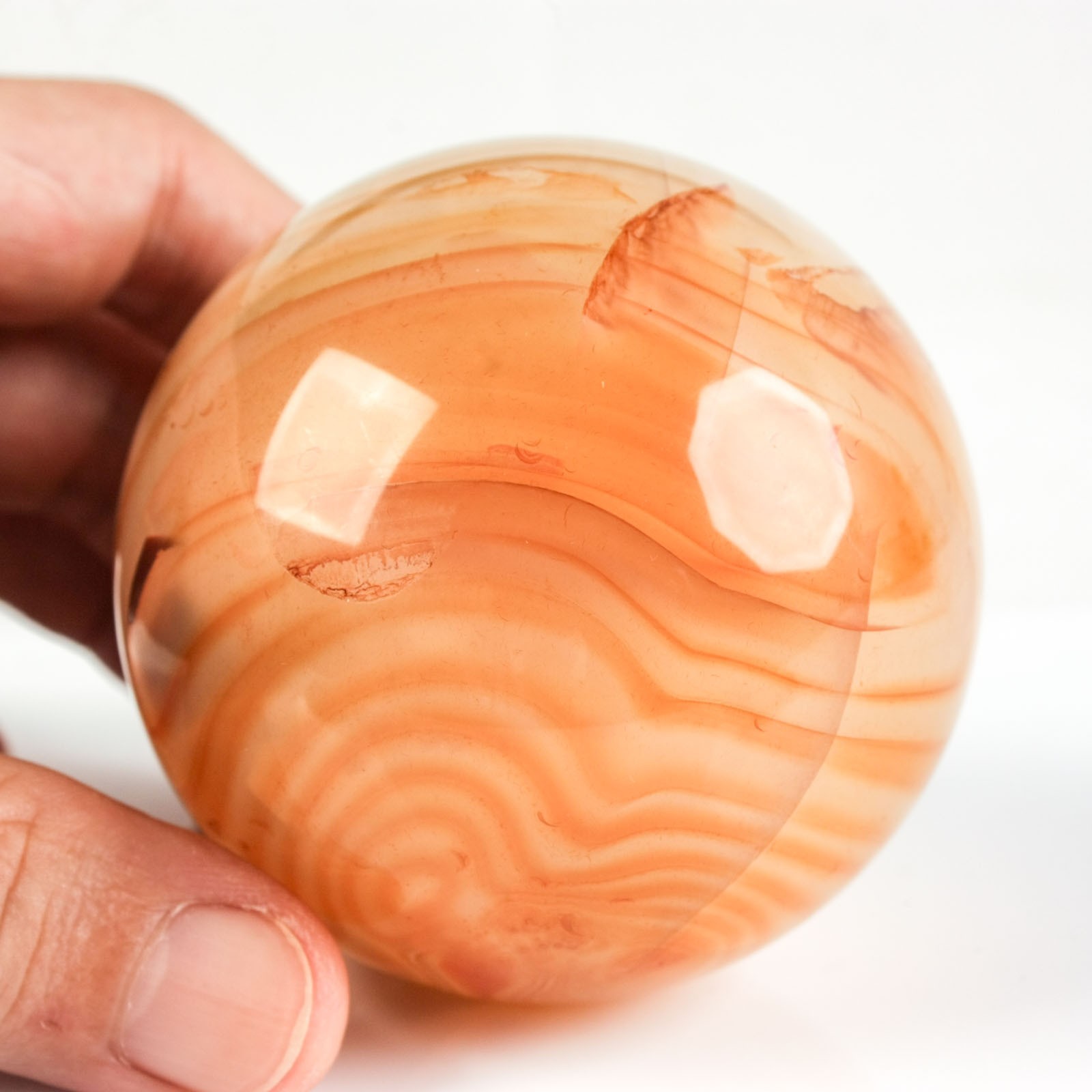 2.6″ 13.72oz Banded Carnelian Agate Sphere Crystal Ball Natural Mineral Specimen