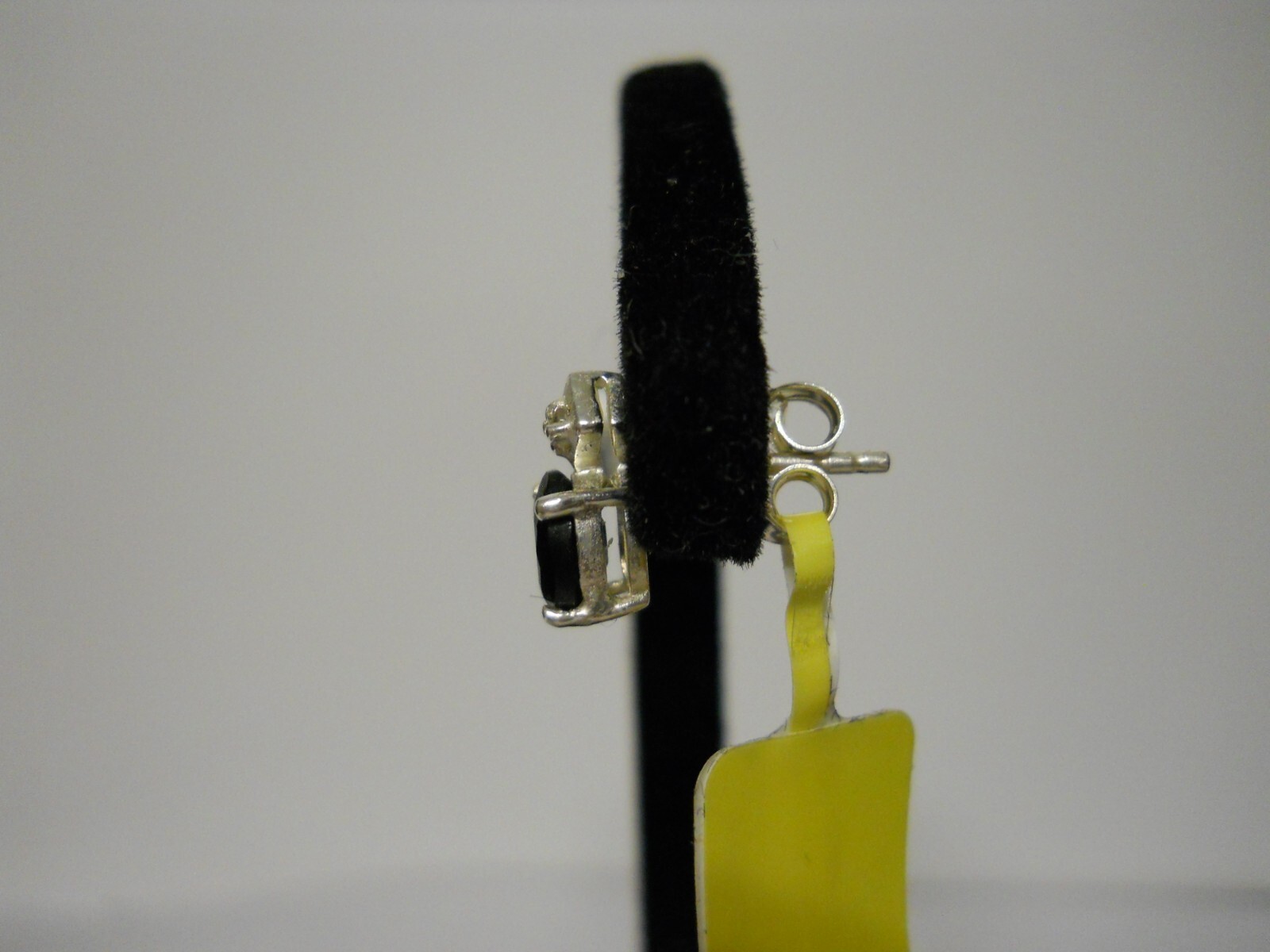 Sterling Silver Black Onyx & Cubic Zirconia Stud Earrings Gemstone Jewelry #743