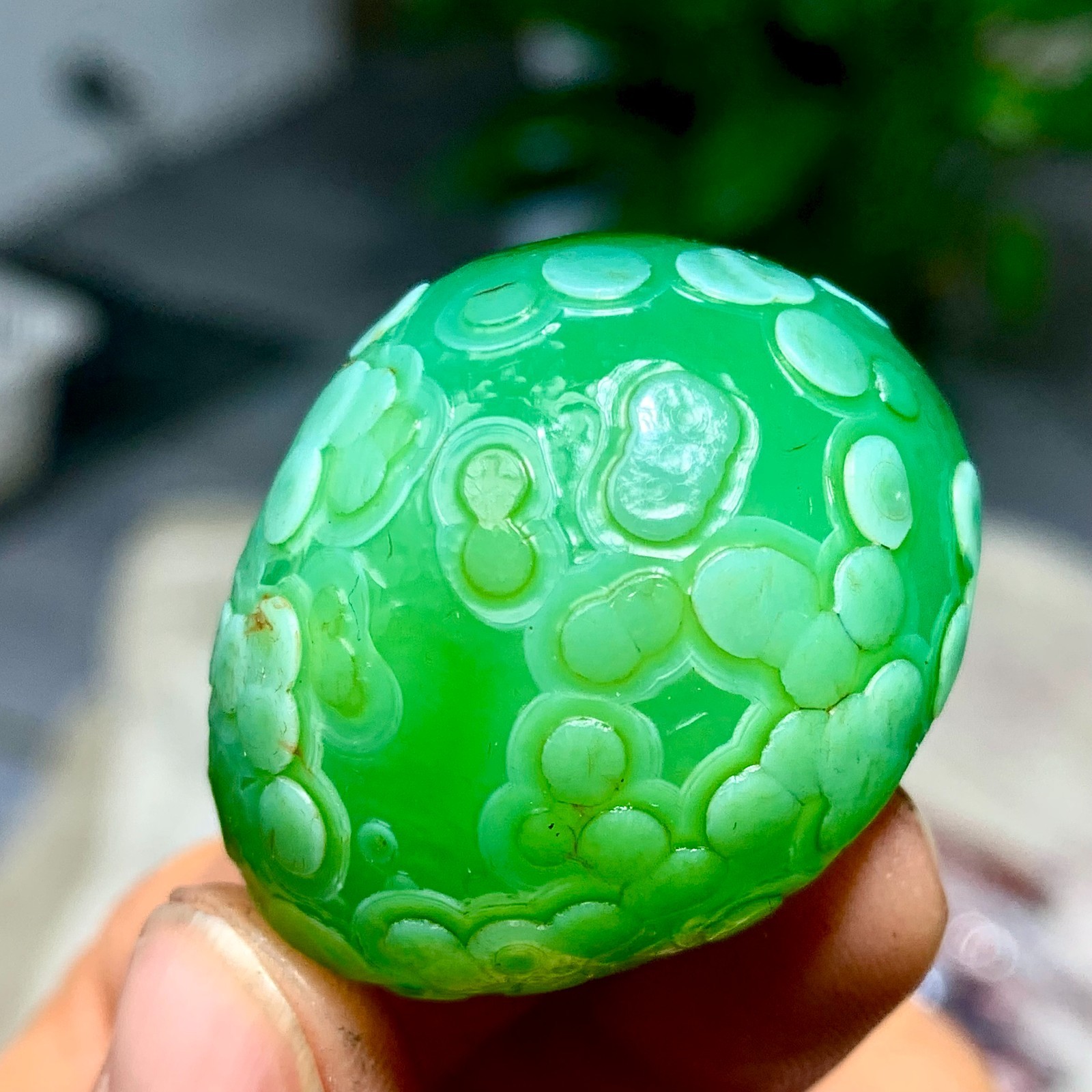 25G Natural green gobi agate eye crystal Circular pattern mineral healing B343