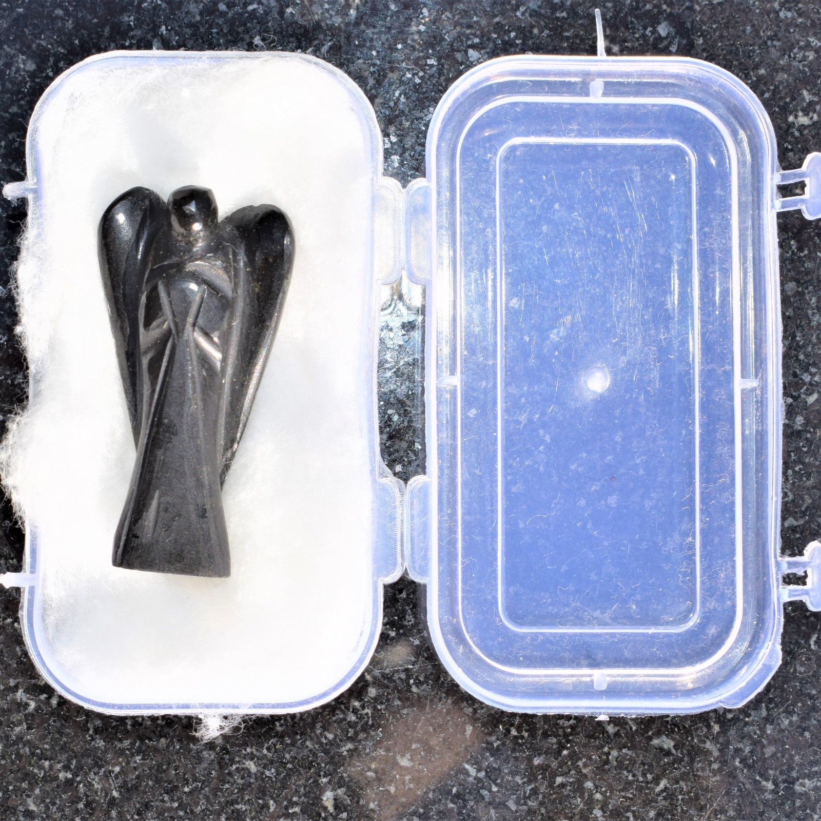 CHARGED 2″ Black Tourmaline Crystal Hand-Carved Angel Peaceful Energy!