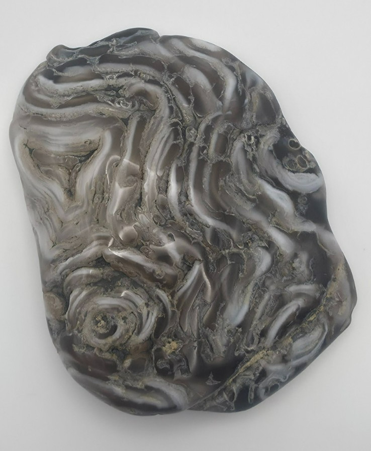 Natural Crazy Lace Agate Polished Slab, Grey and White