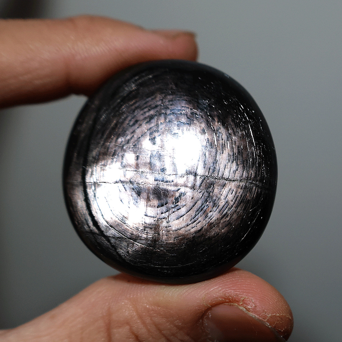 Hypersthene Flash Palm — Metallic Shimmer Meditation Stone— Liquid Silver Shadow