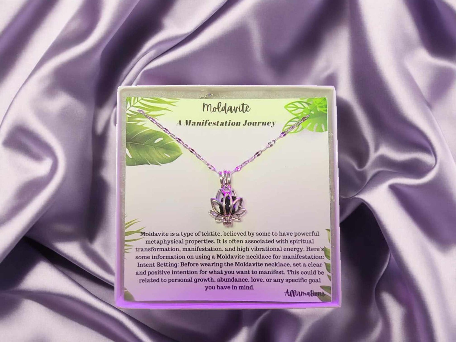 Lotus Moldavite Ready To Gift, Moldavite Necklace 18 Inches, with Gift box