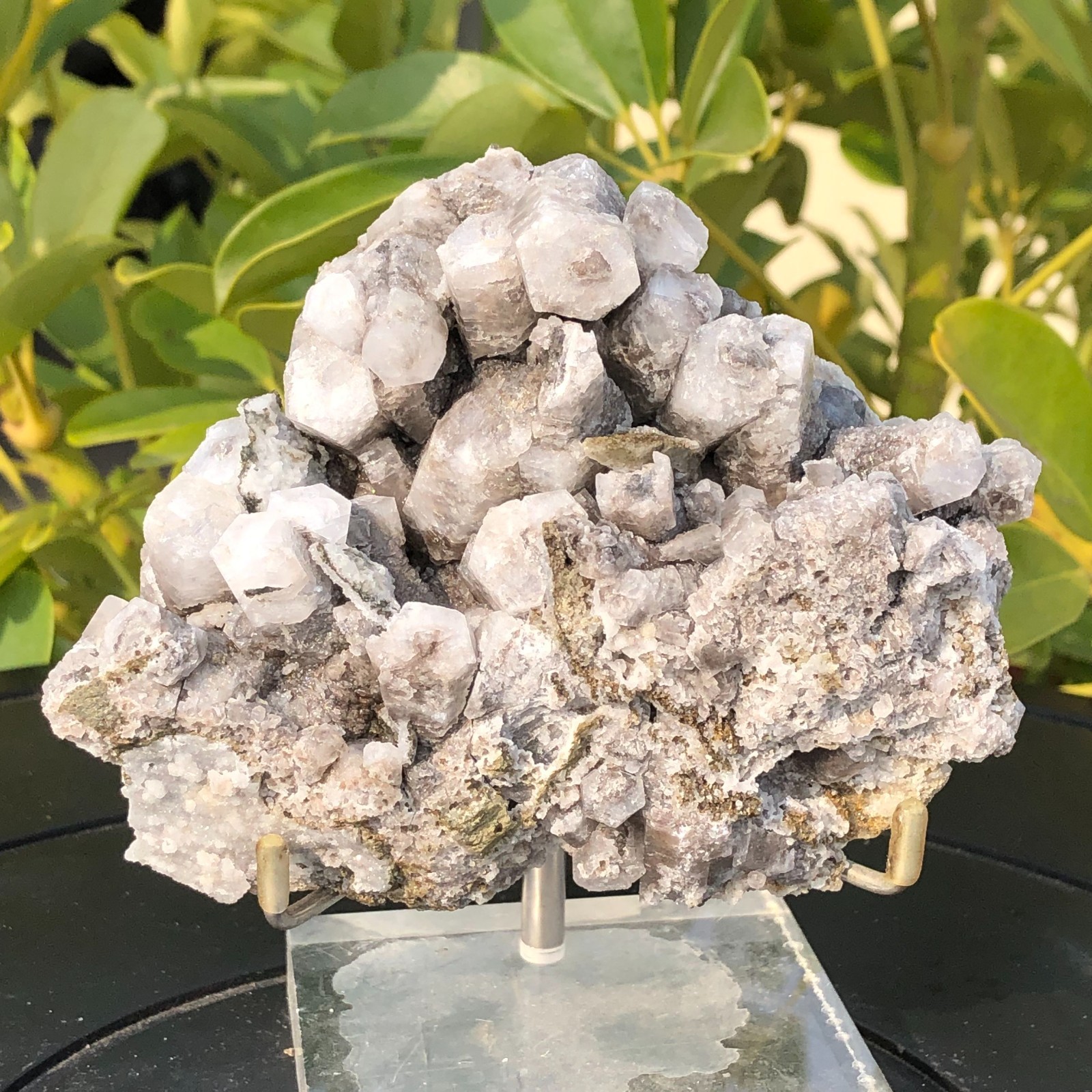 408g Natural Panda Hexagonal Calcite Quartz Crystal Cluster Mineral Specimen