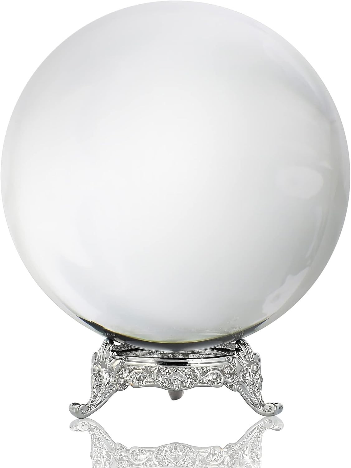 100Mm/3.9Inch Clear Crystal Ball with Metal Stand Fortune Teller Mystical Quartz