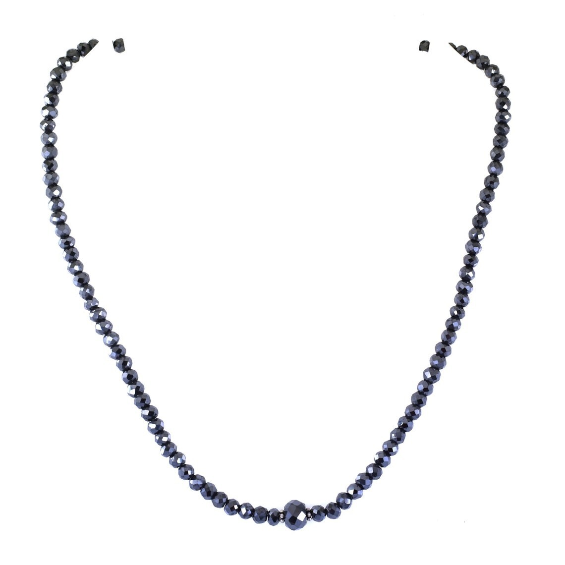 5 mm Certified Unisex Black Diamond Necklace with 8 mm Bead, Length 18 inches