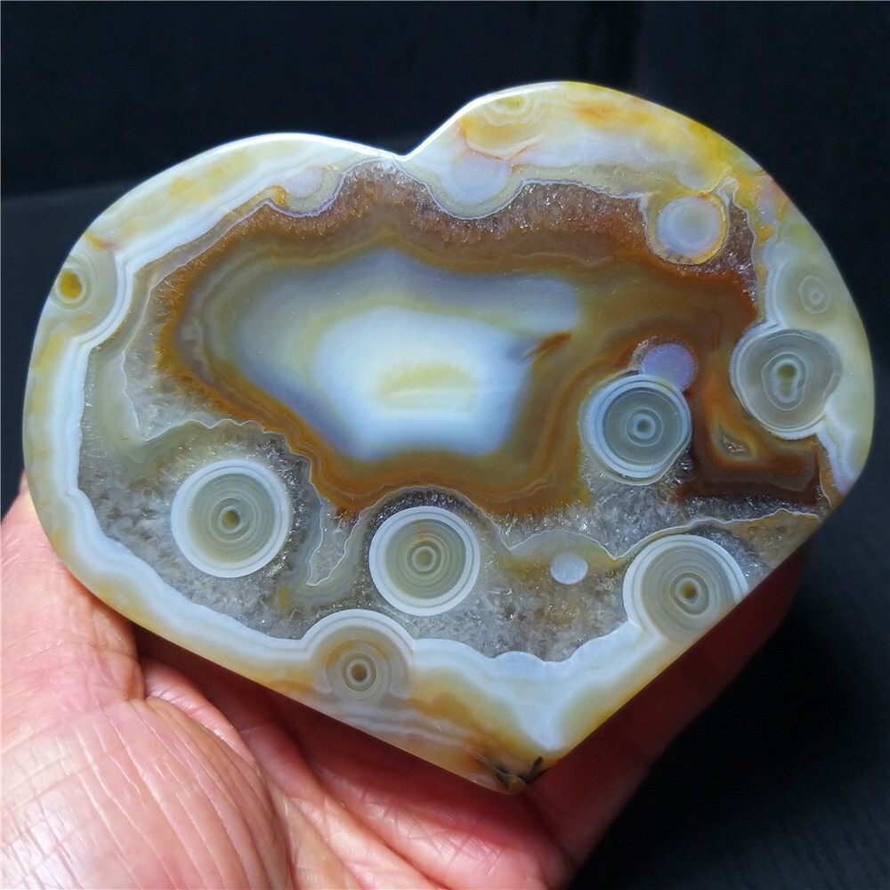 RARE 345.6G China Natural Inner Mongolia Gobi Eye Agate Geode Collection Ba850
