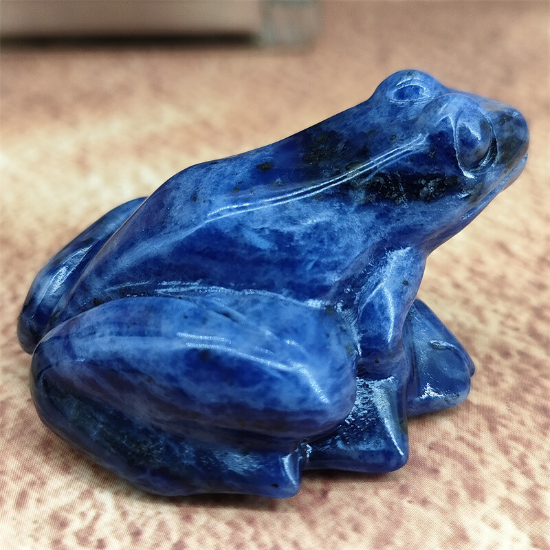 2″+ Natural Hand Carved Sodalite Frog Quartz Crystal Skull Gem Figurines Healing