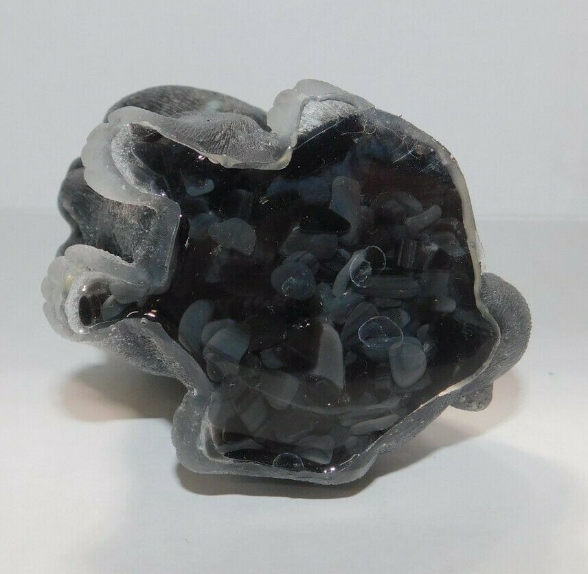 Crystals Obsidian Gravel Black Resin Puppy Dog Figurine Reiki Healing Decor A