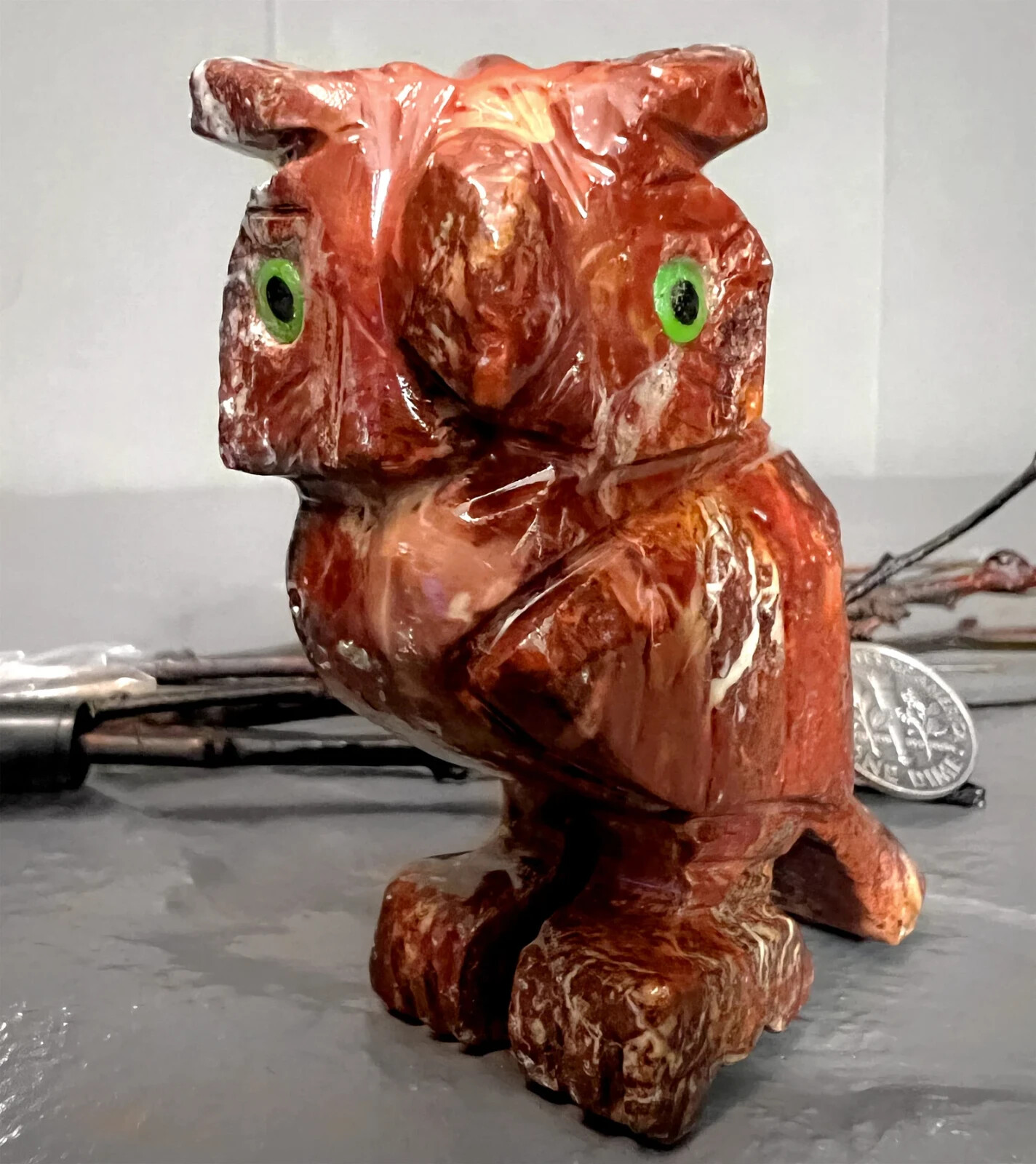 Owl Carved Soapstone Figurine Spirit Animal 7004