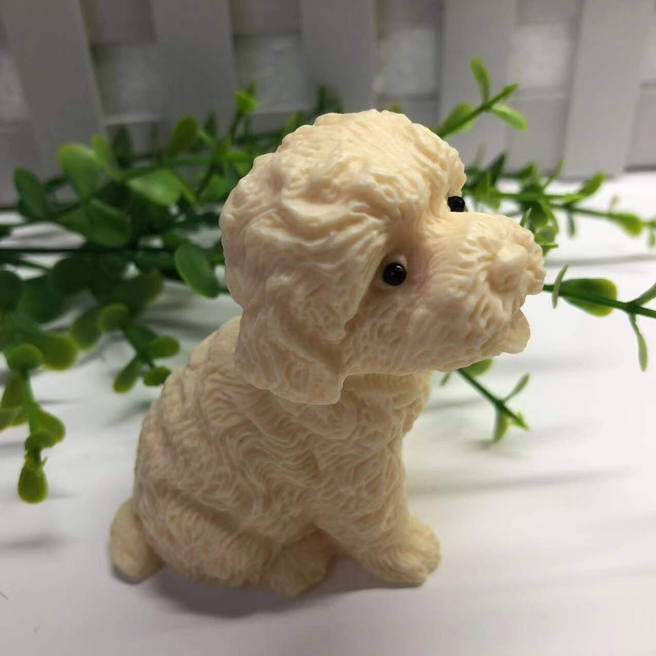 1pcs / Genuine Tagua Nut Carved Dog reiki decoration gift .