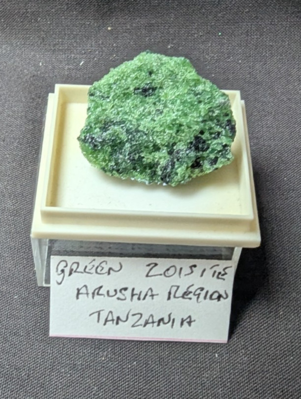 Green Zoisite Crystal Mineral – Arusha Region Tanzania – Cased