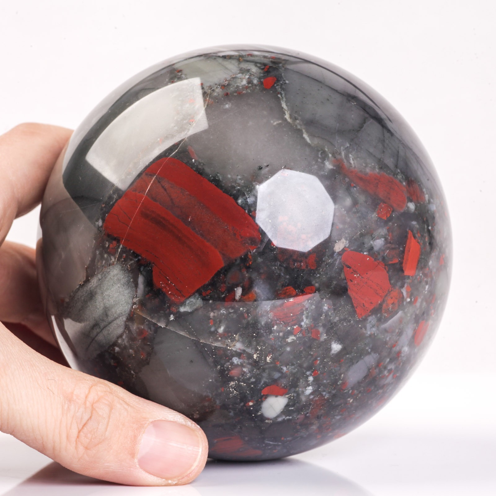 1403g 100mm Large African Bloodstone Sphere Crystal Ball Natural Quartz Healing