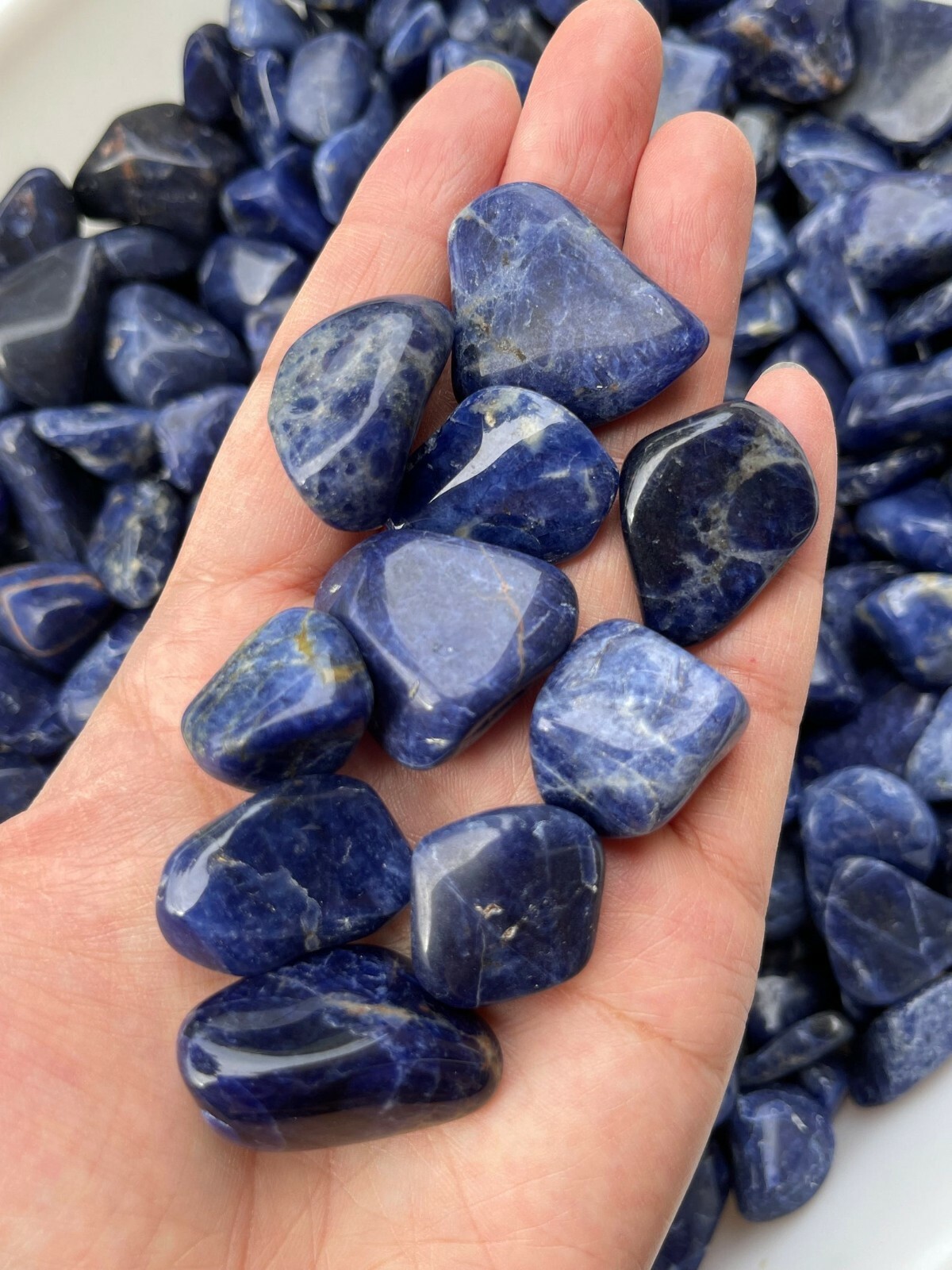 Grade A++ Sodalite Tumbled Stone, 0.8-1.25″ Tumbled Sodalite Stone,Pick a Weight